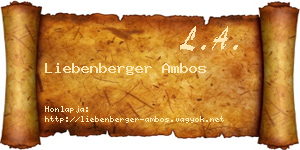 Liebenberger Ambos névjegykártya
